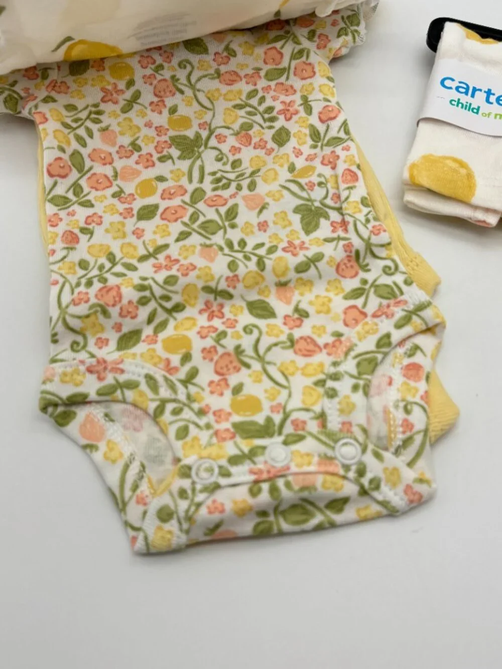 Carter's Child of Mine 5-Piece Cotton Bodysuits & Pants, Lemon Floral, Preemie